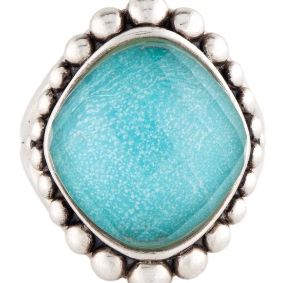 LAGOS TURQUOISE & QUARTZ STERLING SILVER COCKTAIL RING - Picture 2 of 6